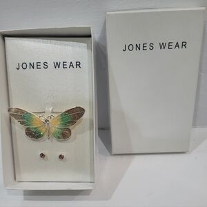 Jones Wear butterfly brooch and earring set NEW IN BOX